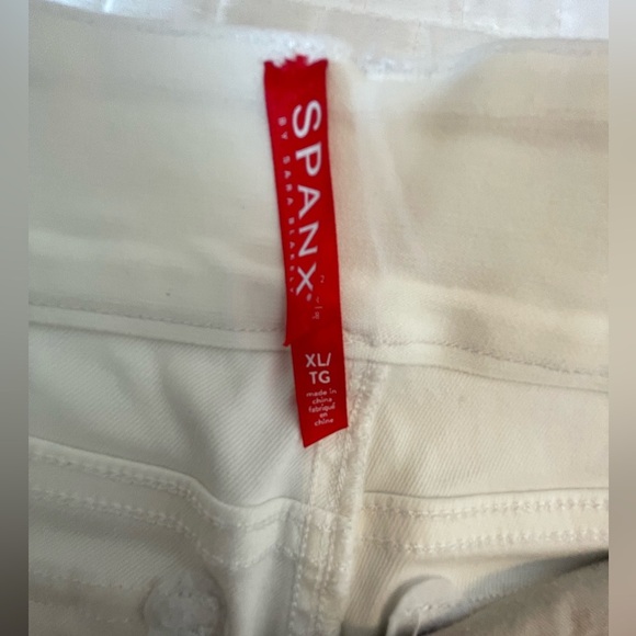 SPANX Stretch Twill Cropped Wide Leg Pant White Womens Sz XL Pull On Flared - Picture 13 of 16